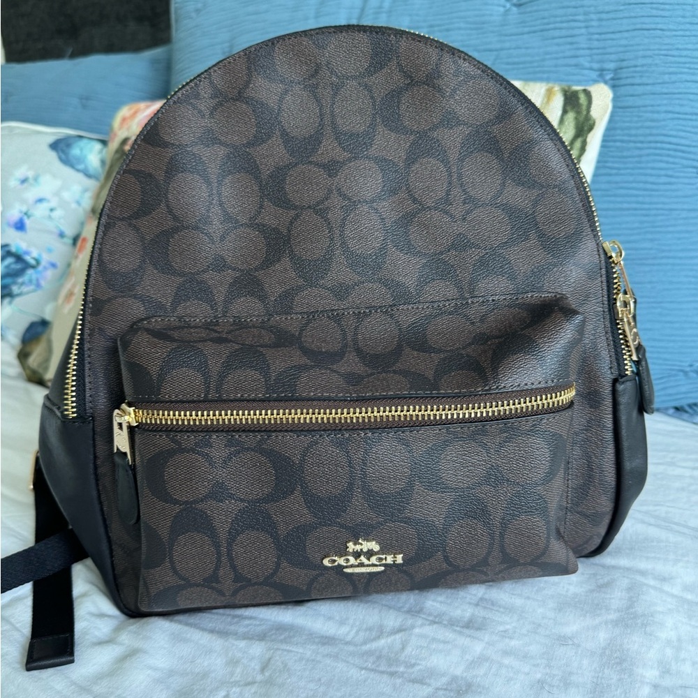 Coach Charlie Medium Backpack in Signature Canvas & Black